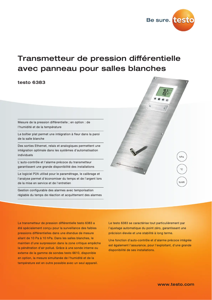 Page n°1 - Fiche technique Testo 6383