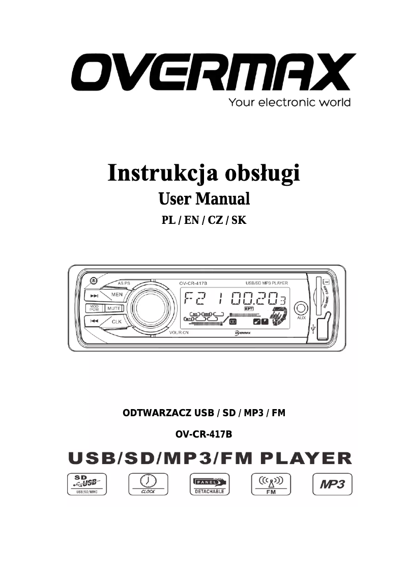 Page 1 de la notice Manuel utilisateur Overmax CR-417B