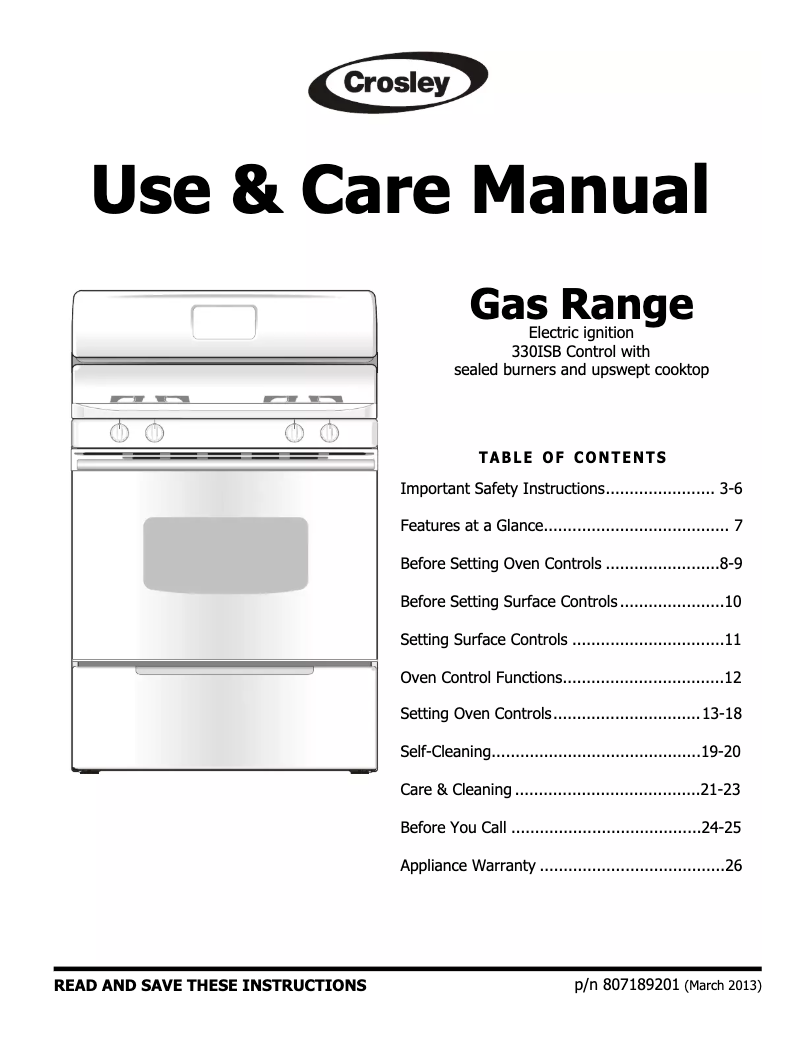 Page 1 de la notice Manuel utilisateur Crosley CRG3480SS