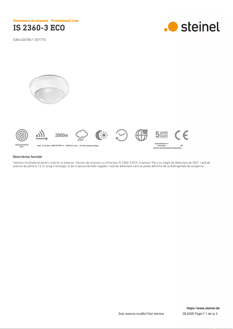 Imagen de la primera página del manual del dispositivo IS 2360