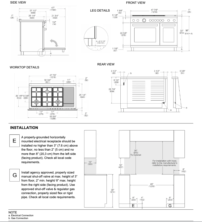 Page 1 de la notice Guide d'installation Bertazzoni HER486BTFEPNET