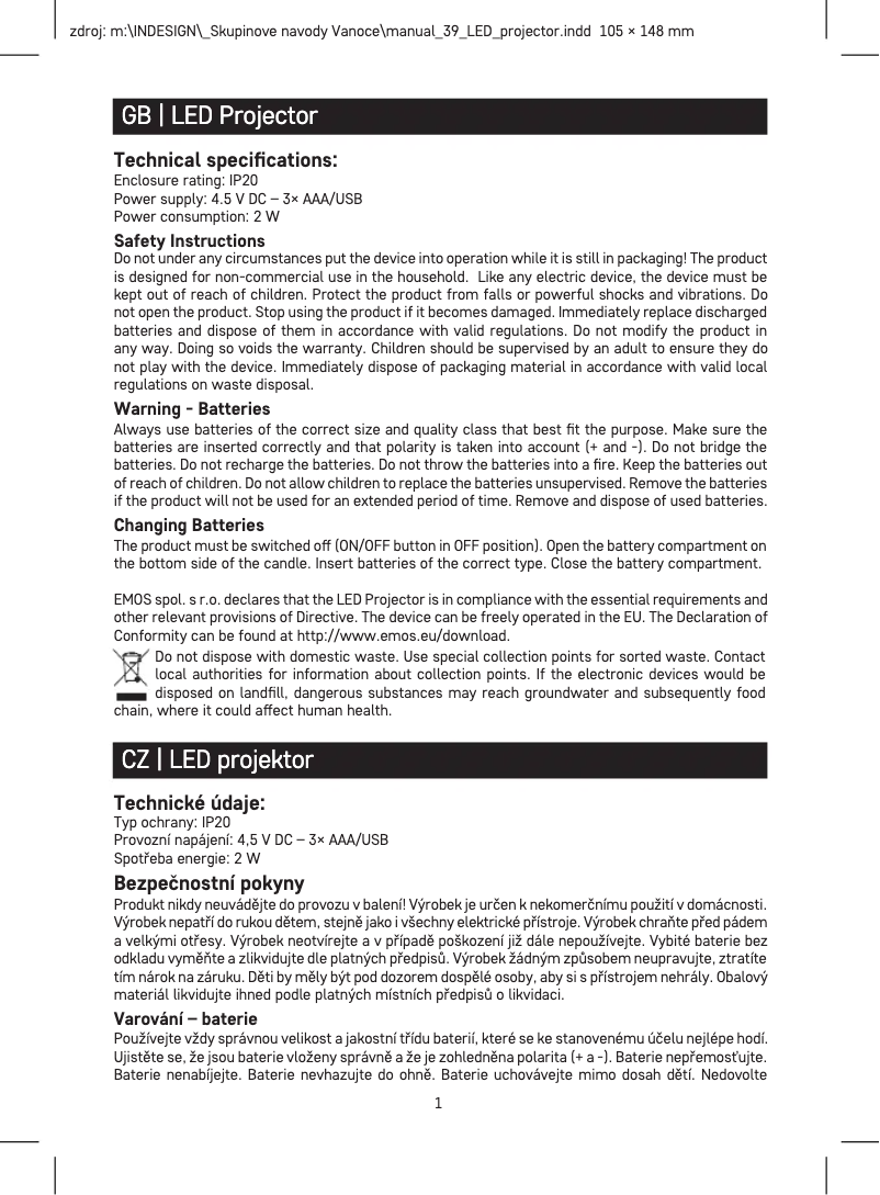 Imagen de la primera página del manual del dispositivo DCPW05