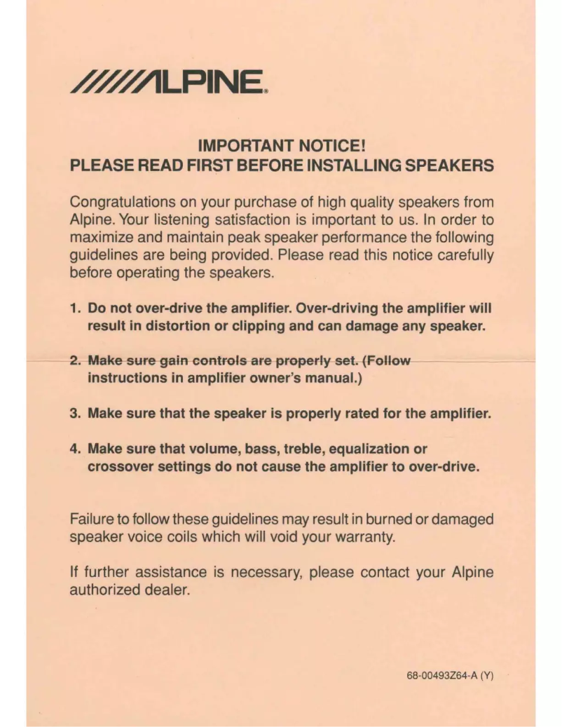 Page 1 de la notice Manuel utilisateur Alpine SPE-5000