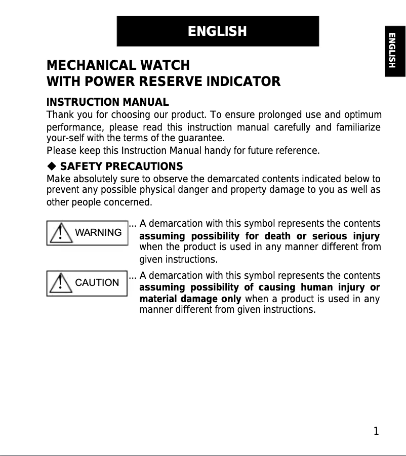 Page 1 de la notice Manuel utilisateur ORIENT Sports FM03005W