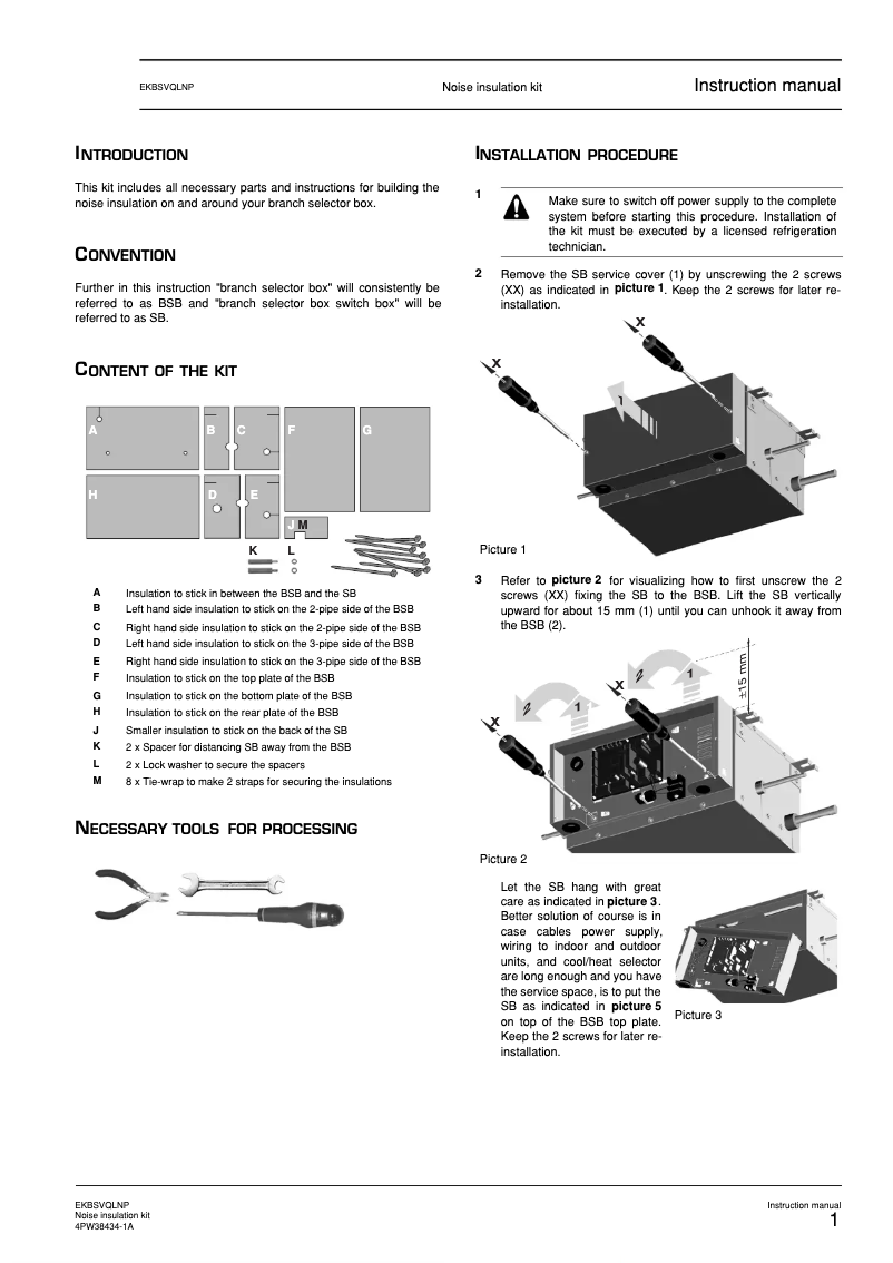 Image de la première page du manuel de l'appareil EKBSVQLNP