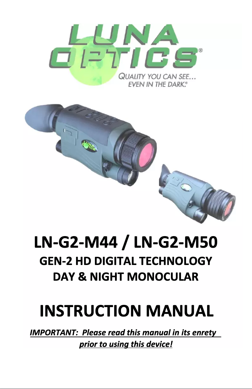Page 1 de la notice Manuel utilisateur Luna Optics LN-G2-M50