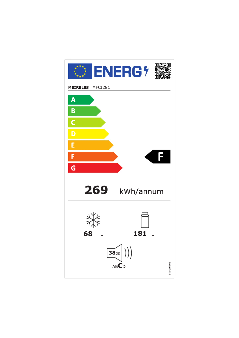 Page 1 de la notice Label énergétique Meireles MFCI 281