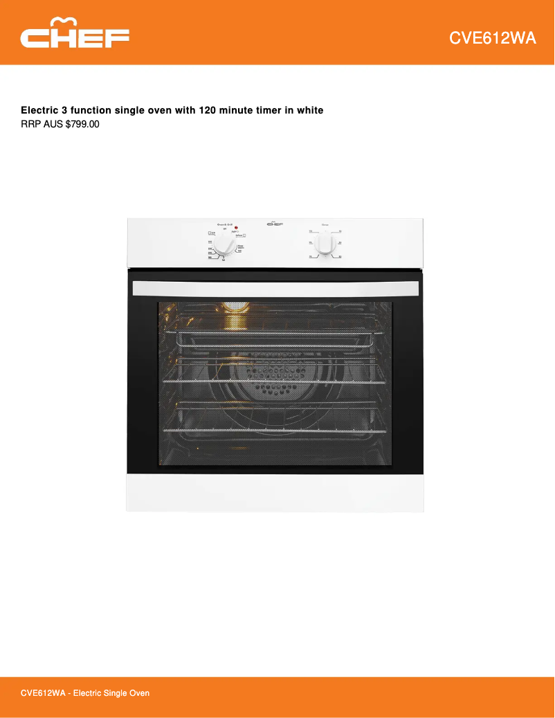 Página 1 del manual Ficha técnica Chef CVE612WA