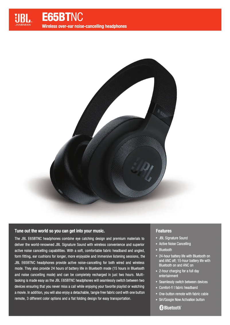 Page n°1 - Fiche technique JBL E65BTNC