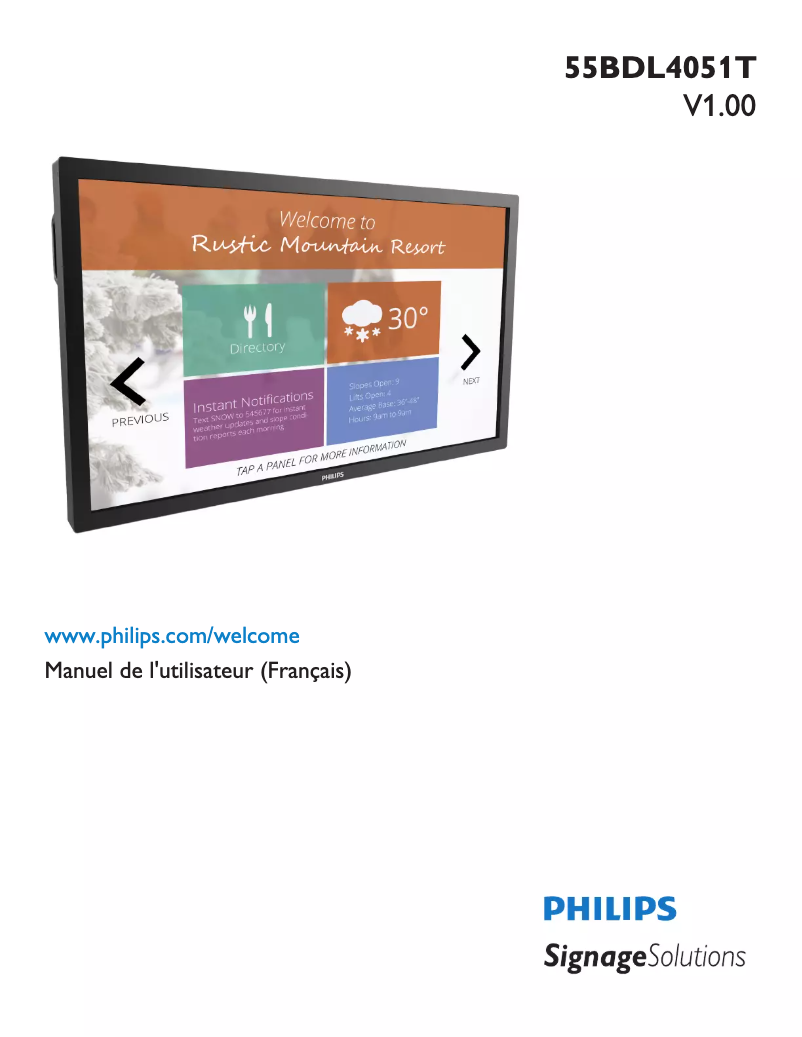 Page 1 de la notice Manuel utilisateur Philips 55BDL4051T