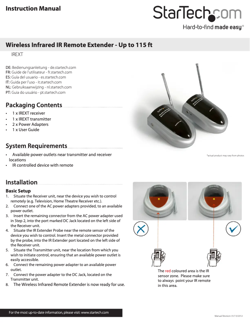 Page 1 de la notice Manuel utilisateur StarTech.com IREXT