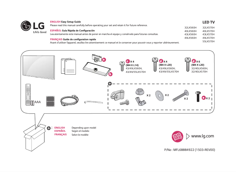 Page 1 de la notice Manuel utilisateur LG 40LX560H