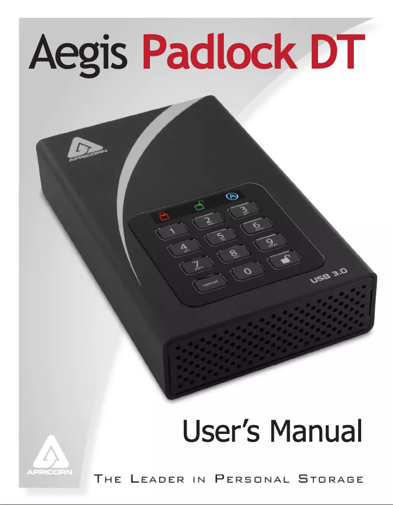 Page n°1 - Manuel utilisateur Apricorn Aegis Padlock DT 10TB