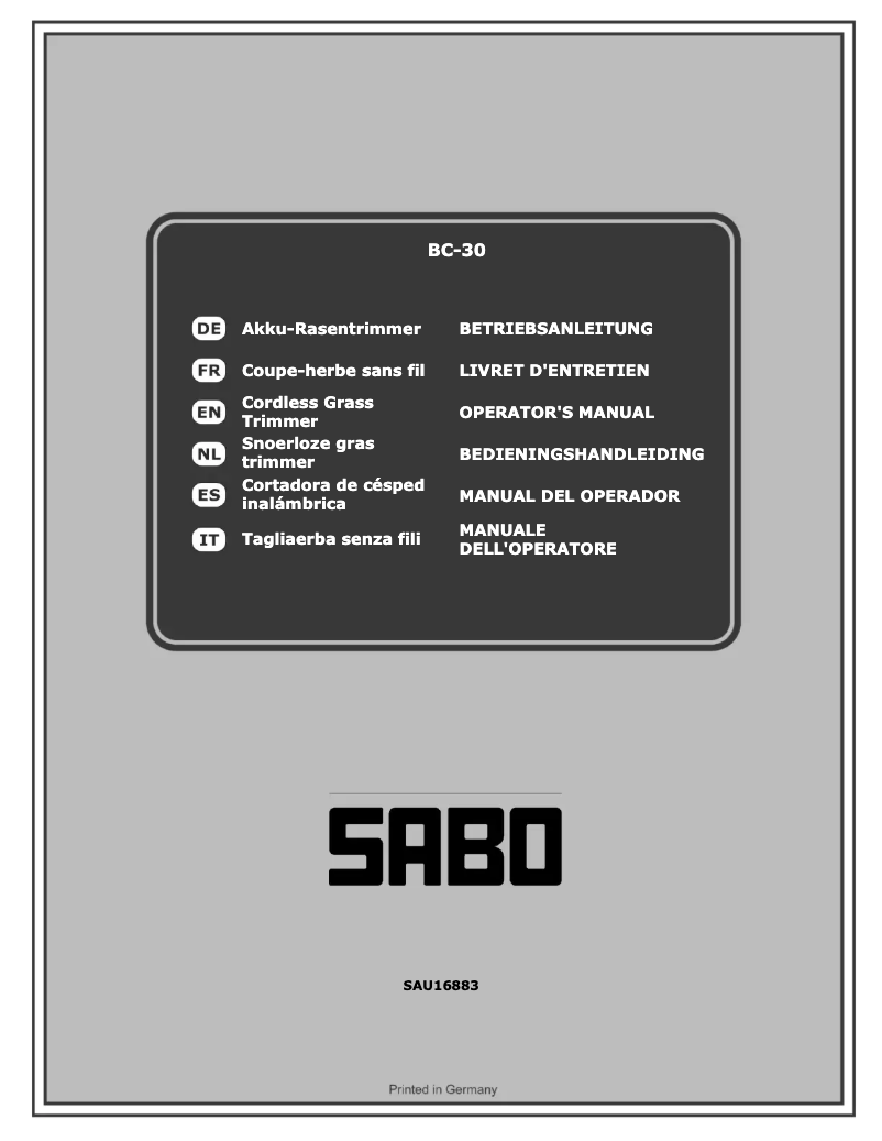 Page 1 de la notice Manuel utilisateur SABO BC-30