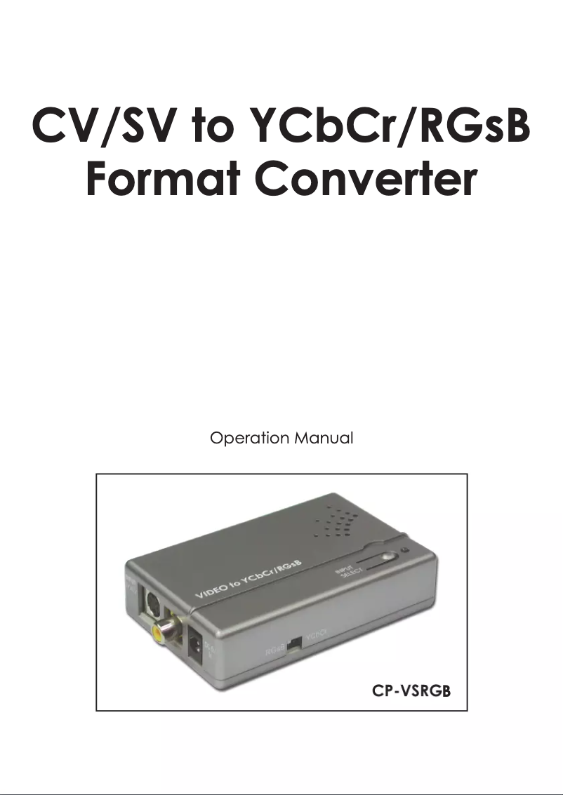 Page 1 de la notice Manuel utilisateur CYP CP-VSRGB