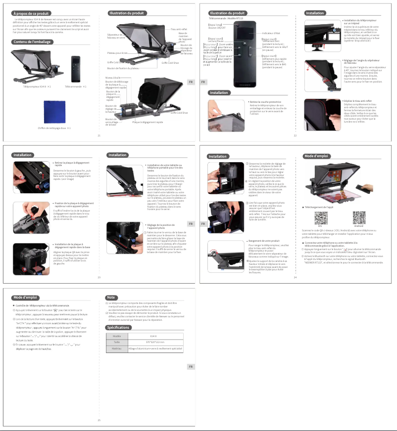 Page n°1 - Manuel utilisateur Neewer X14 III