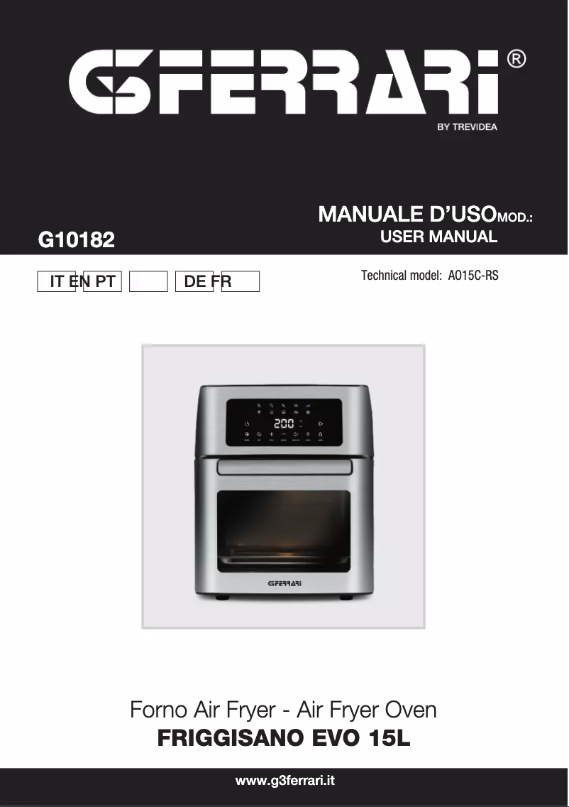 Página 1 del manual Manual de usuario G3 Ferrari Friggisano EVO 15L G10182
