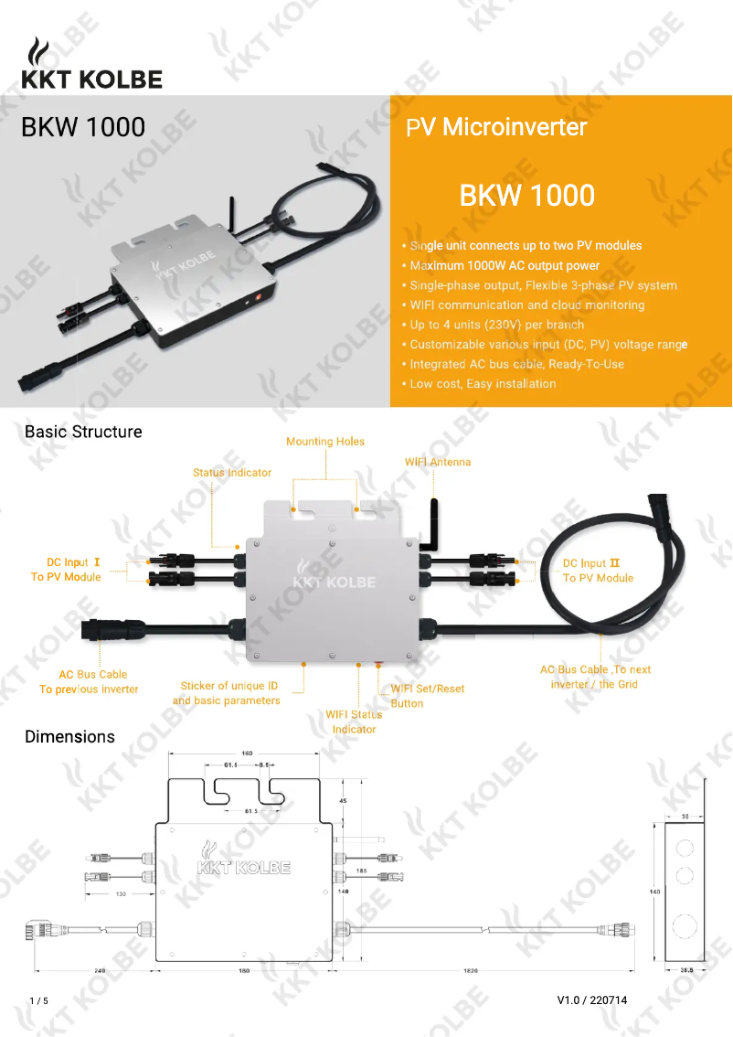 Page 1 de la notice Manuel utilisateur KKT Kolbe BKW 1000