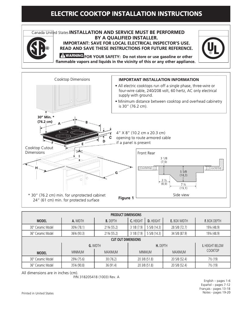 Page 1 de la notice Guide d'installation Electrolux EW36EC55GB