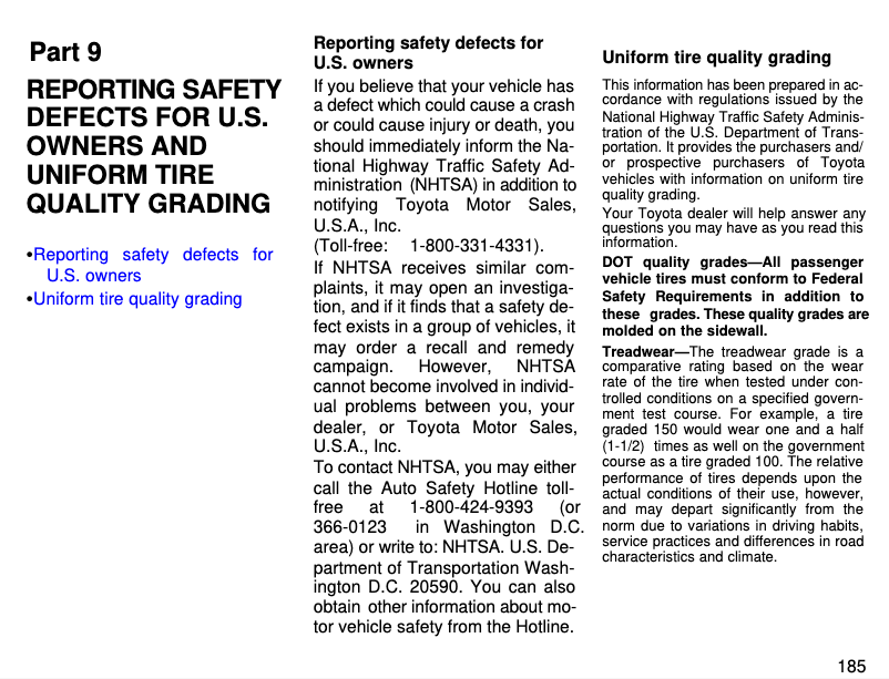 Page 1 de la notice Instructions de sécurité Toyota Supra (1996)