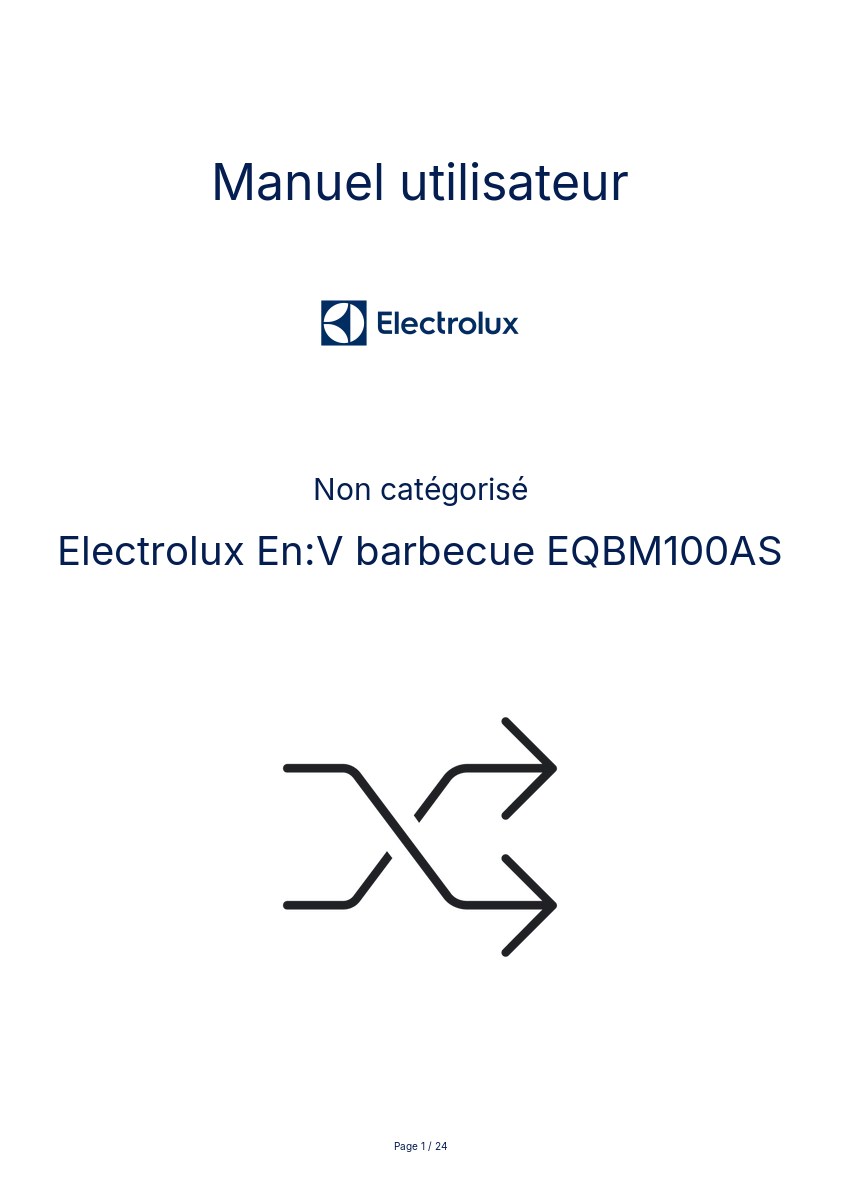 Page n°1 - Manuel utilisateur Electrolux En:V barbecue EQBM100AS