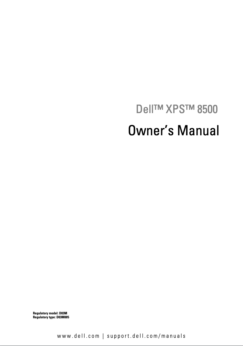 Image de la première page du manuel de l'appareil XPS 8500