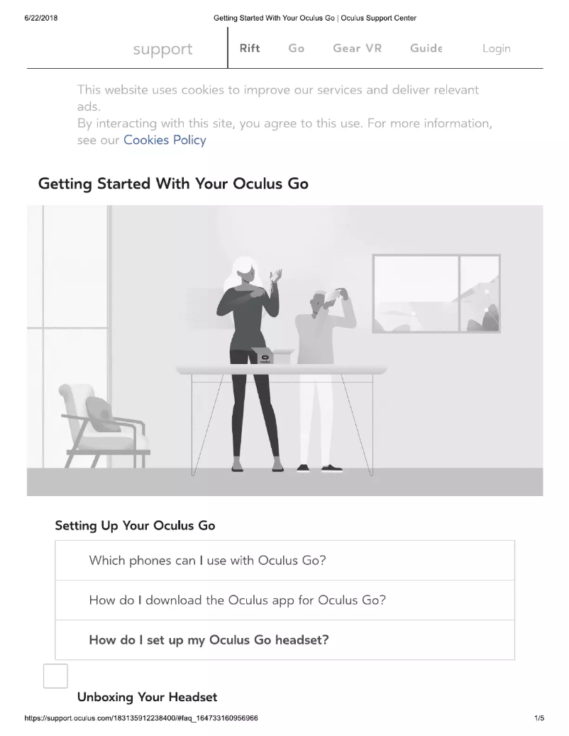 Page 1 de la notice Manuel utilisateur Oculus VR Go
