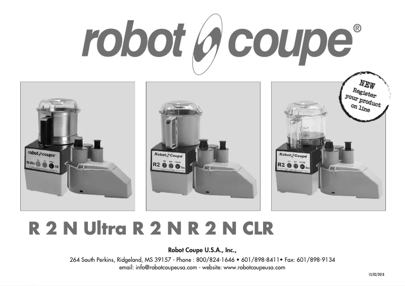 Page n°1 - Manuel utilisateur Robot Coupe R2U