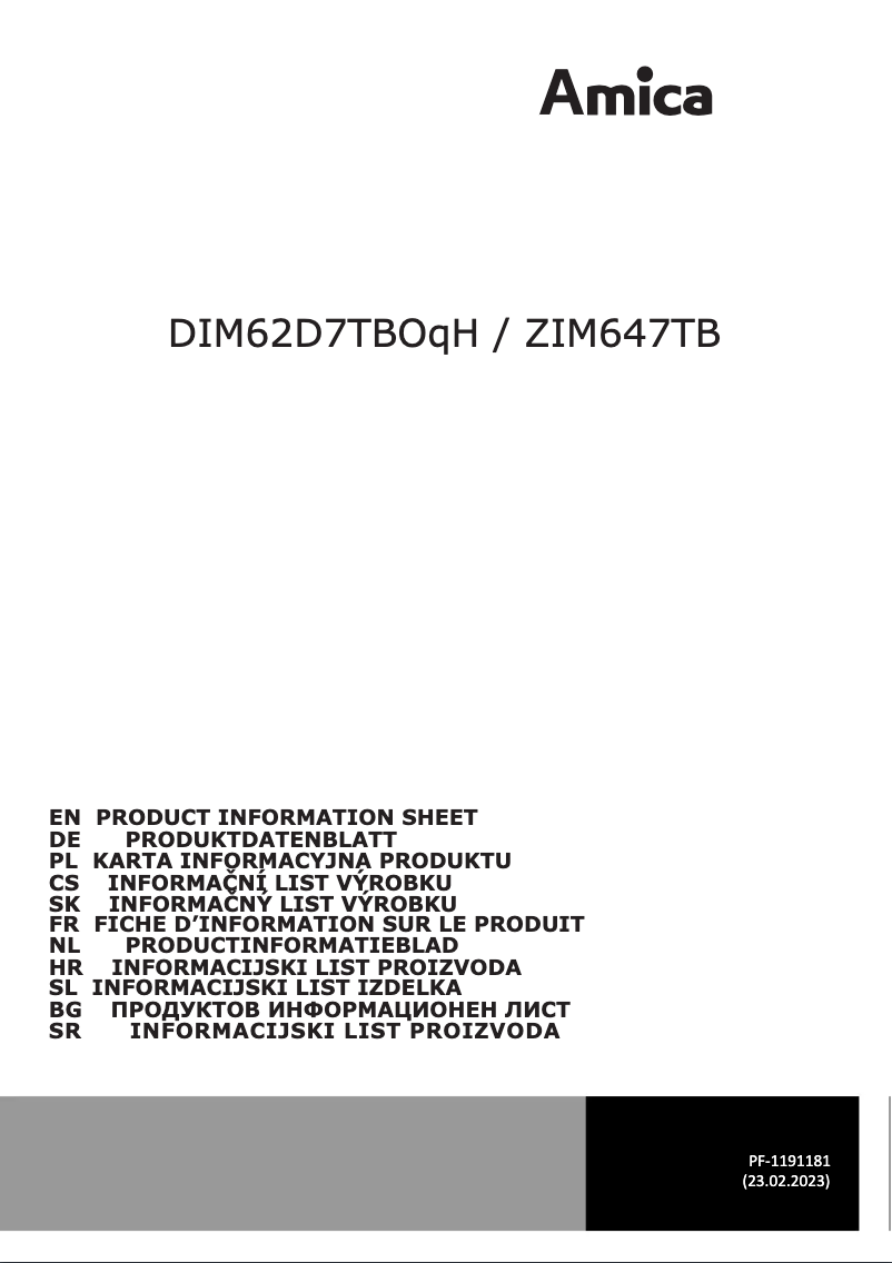 Page n°1 - Manuel utilisateur Amica DIM62D7TBOqH