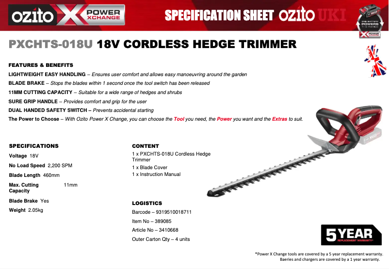 Image de la première page du manuel de l'appareil PXCHTS-018U