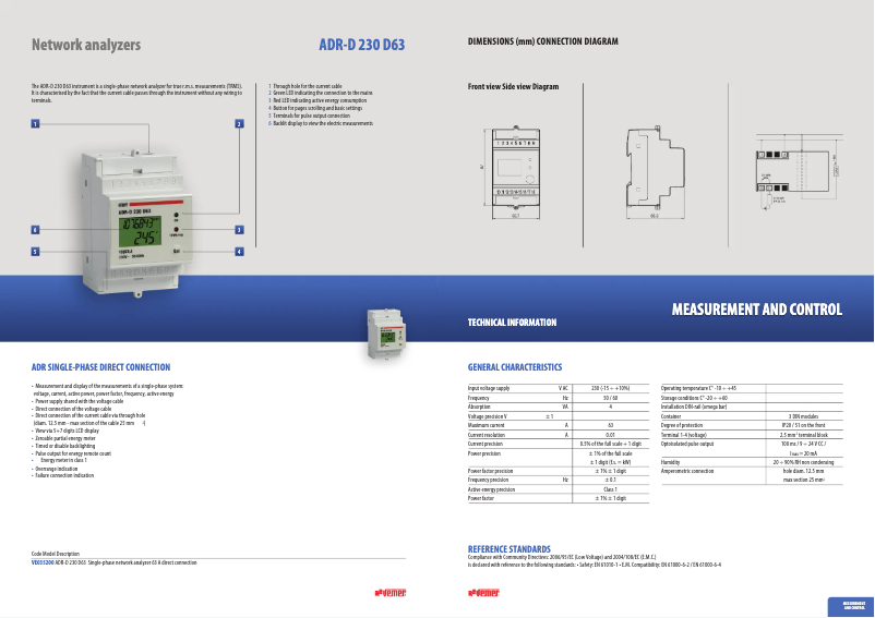 Page n°1 - Fiche technique Vemer ADR-D 230 D63