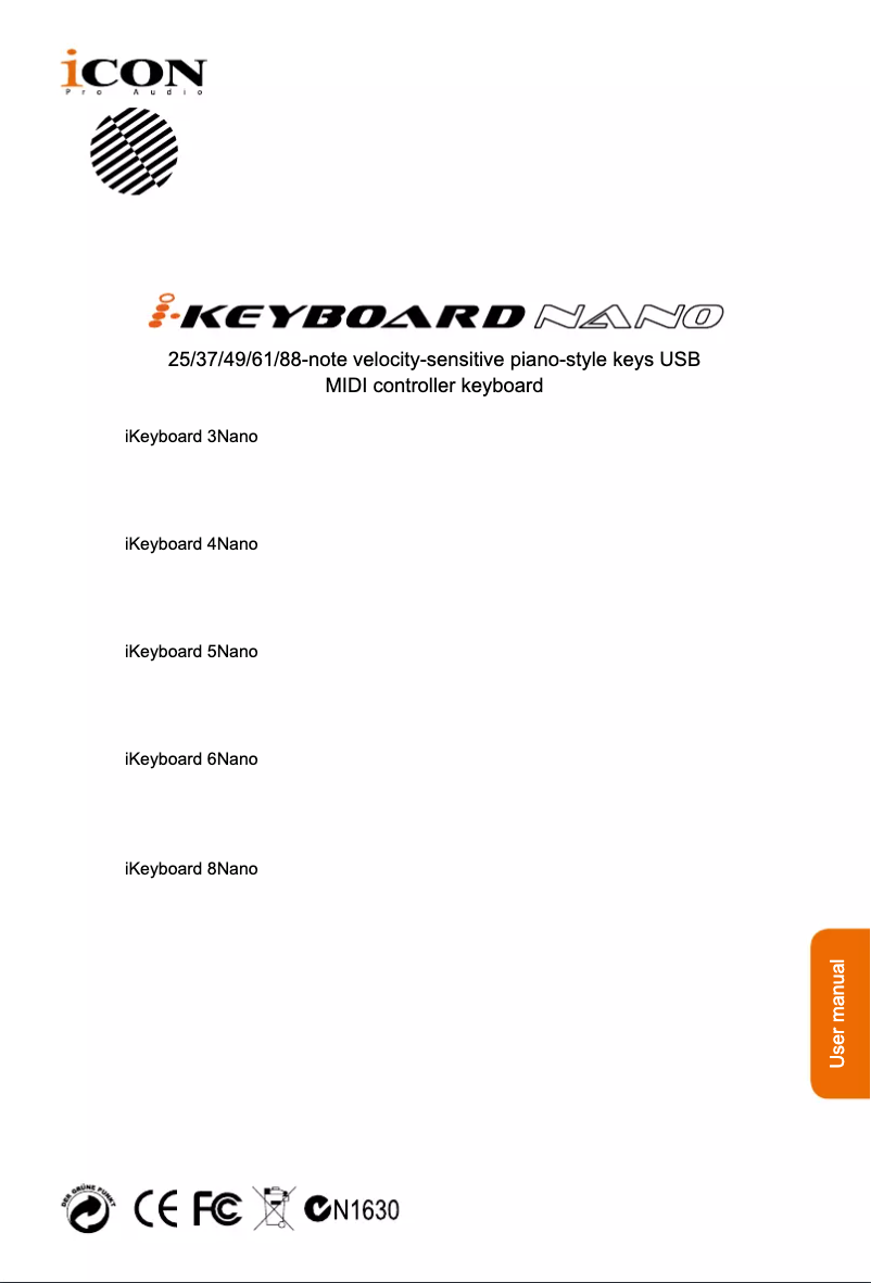 Page 1 de la notice Manuel utilisateur icon iKeyboard 3Nano