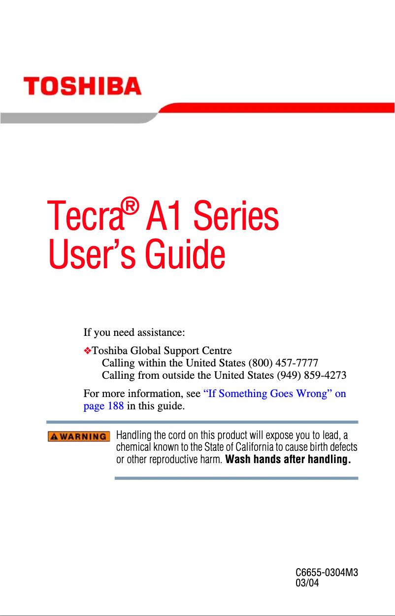 Image de la première page du manuel de l'appareil Tecra A1