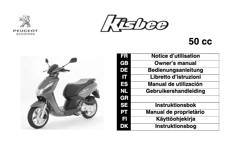 Page 1 de la notice Manuel utilisateur Peugeot Kisbee 50cc