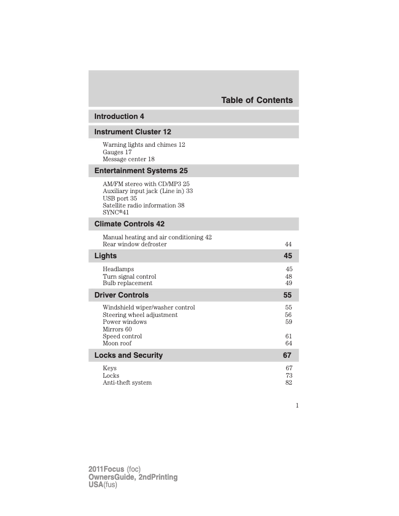 Image de la première page du manuel de l'appareil C-Max (2011)