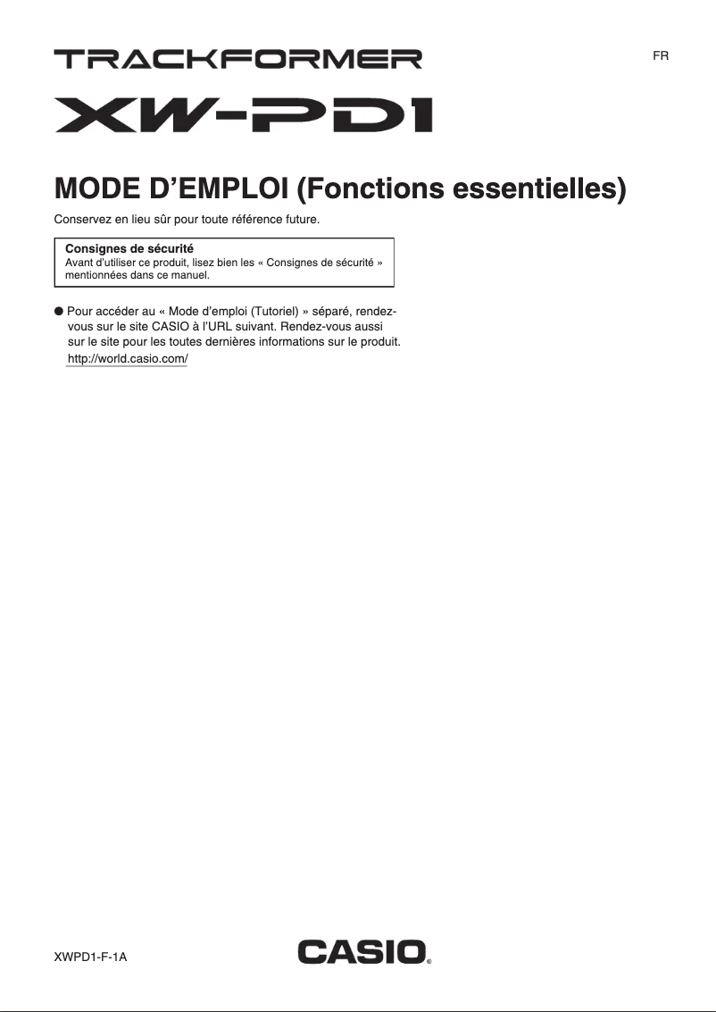 Page n°1 - Manuel utilisateur Casio XW-PD1