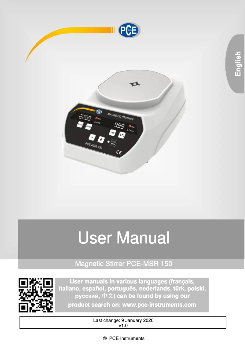 Image de la première page du manuel de l'appareil PCE-MSR 150