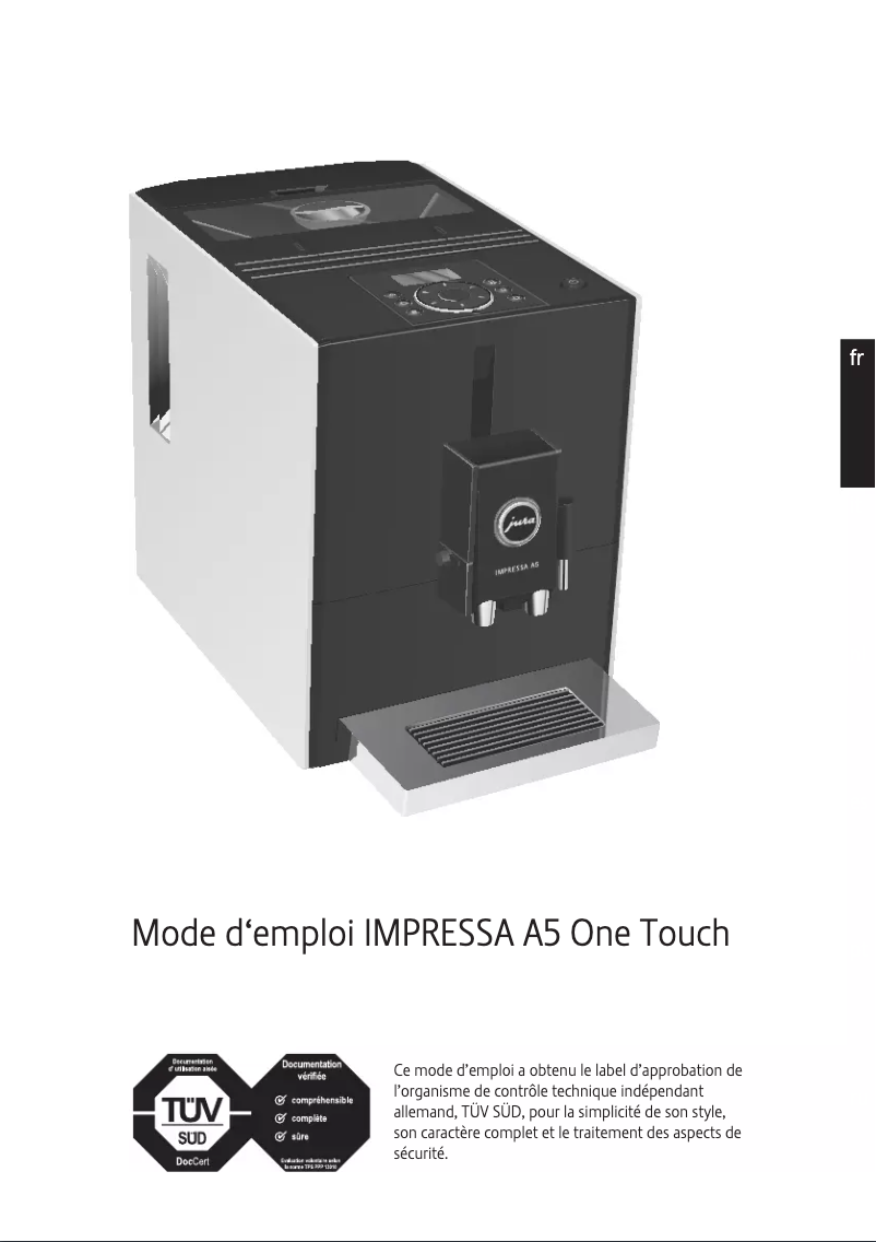 Page 1 de la notice Manuel utilisateur Jura IMPRESSA A5