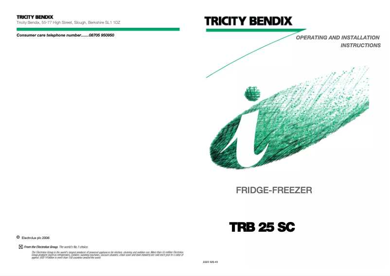 Page n°1 - Manuel utilisateur Tricity Bendix TRB25SC