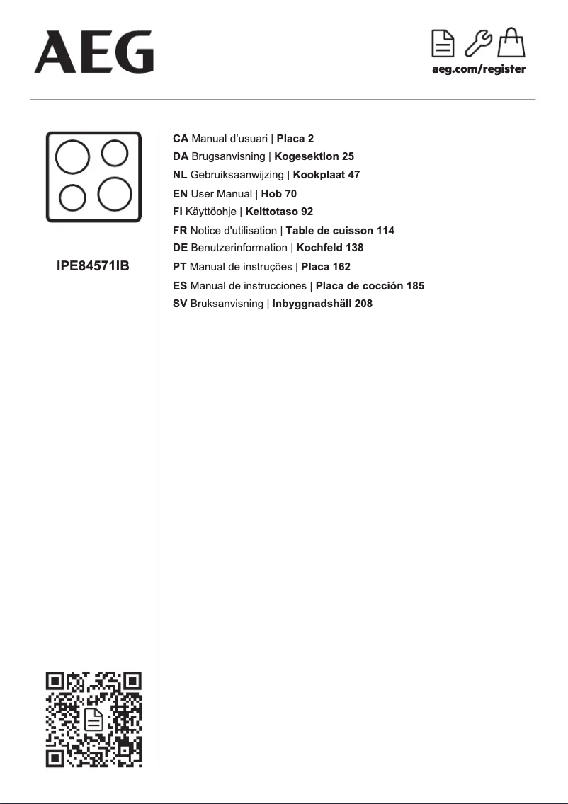 Página 1 del manual Manual de usuario AEG IPE84571IB