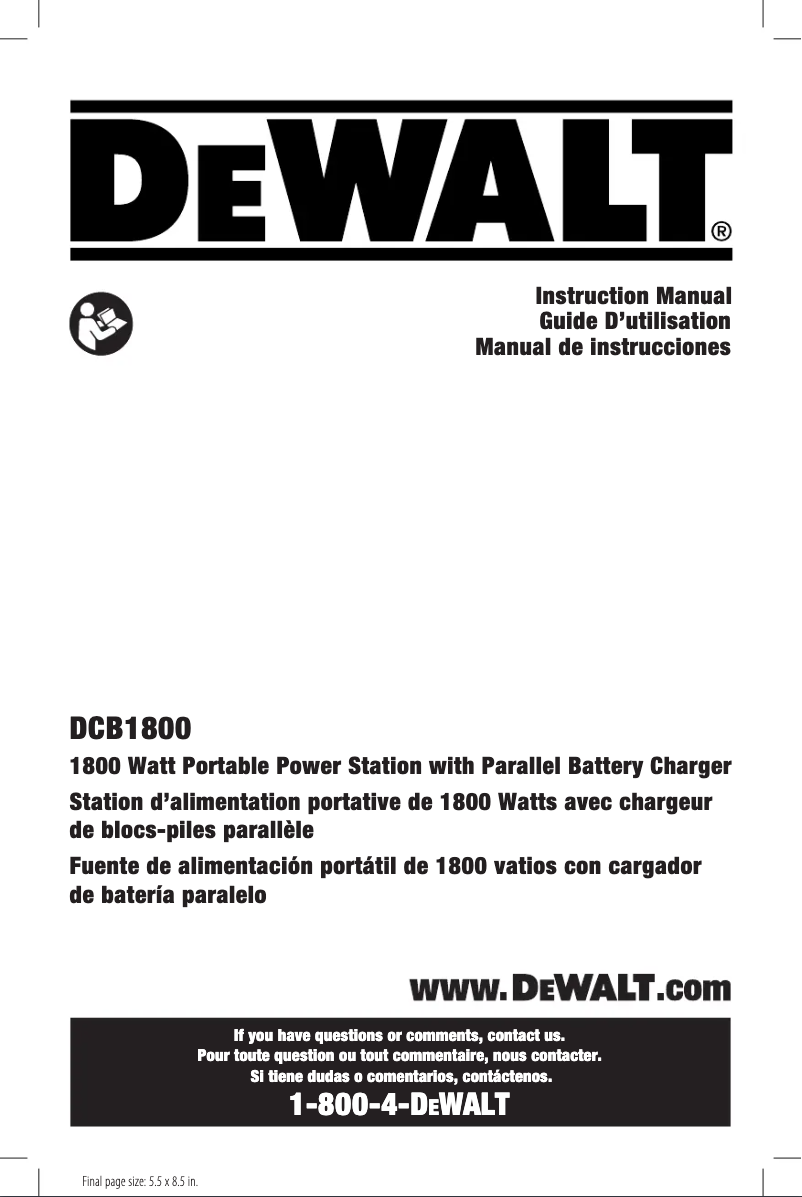 Page n°1 - Manuel utilisateur DeWalt DCB1800