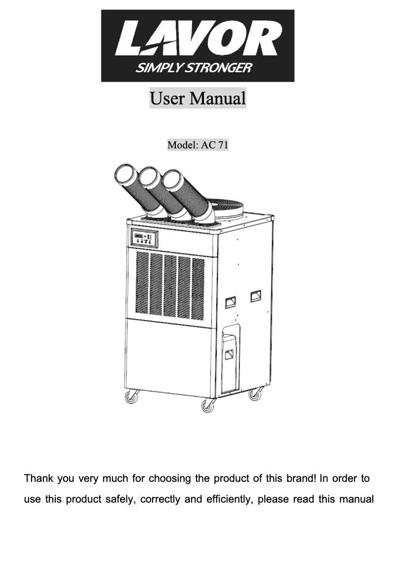 Page 1 de la notice Manuel utilisateur Lavorwash AC71