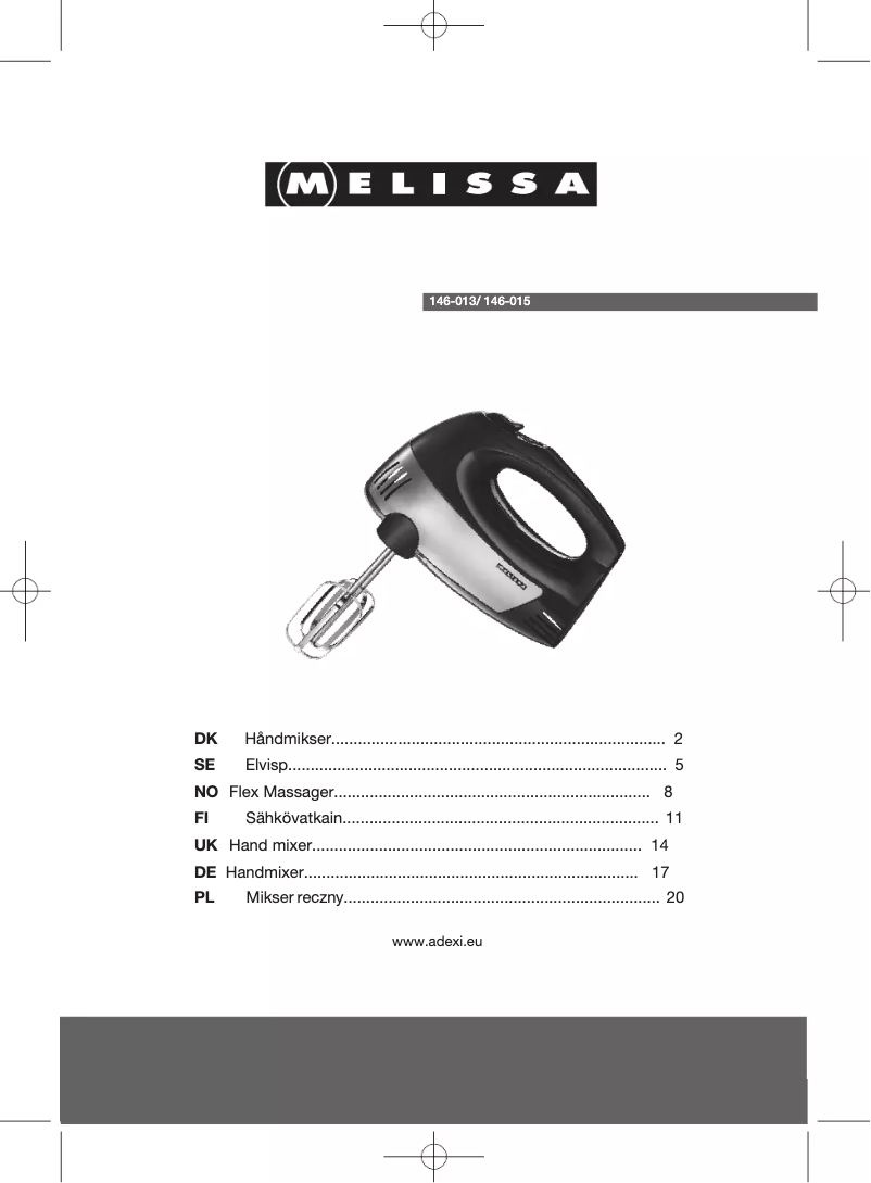 Página 1 del manual Manual de usuario Melissa 146-015