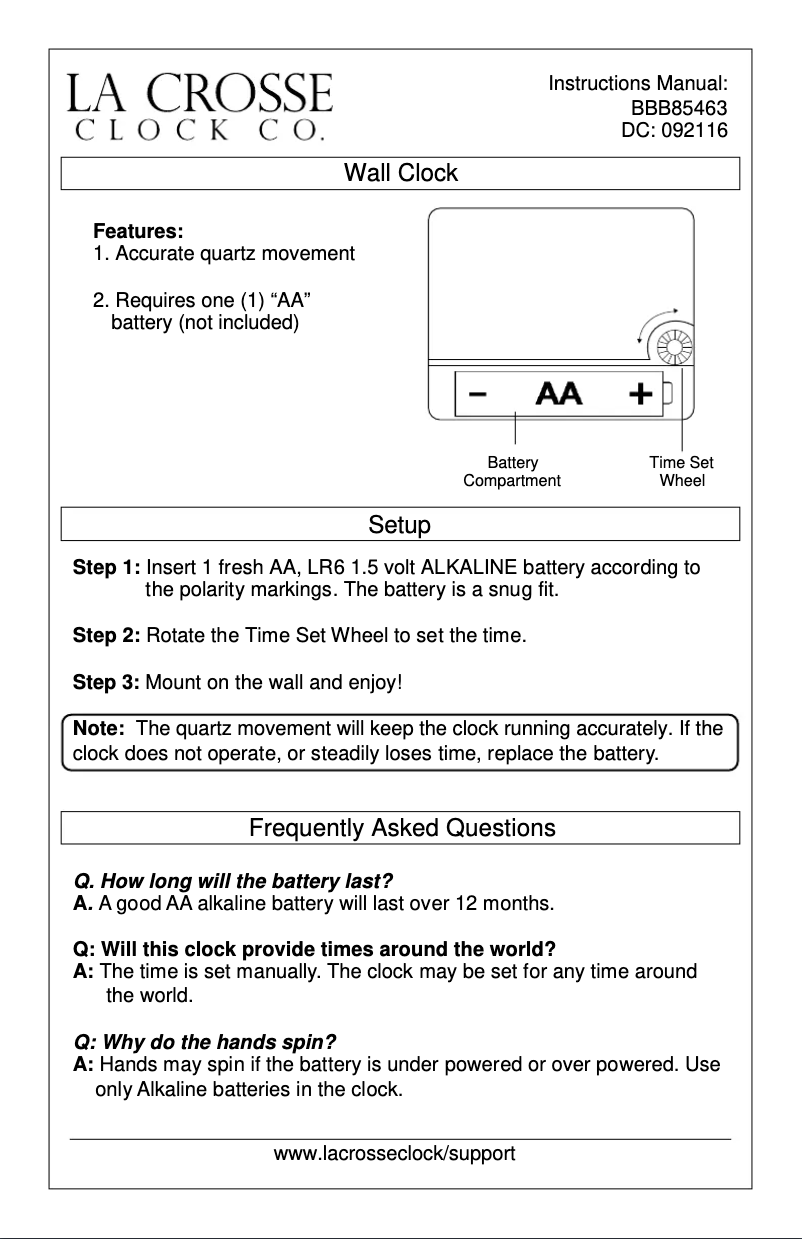 Page 1 de la notice Manuel utilisateur La Crosse Technology BBB85463