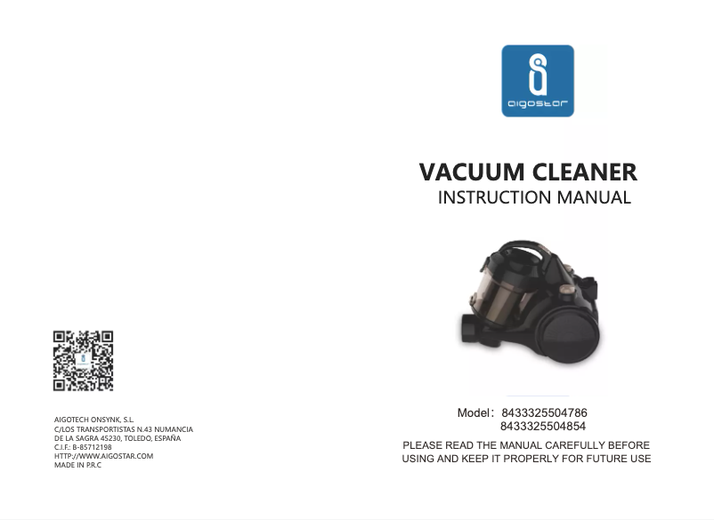 Page n°1 - Manuel utilisateur Aigostar 330200ICP
