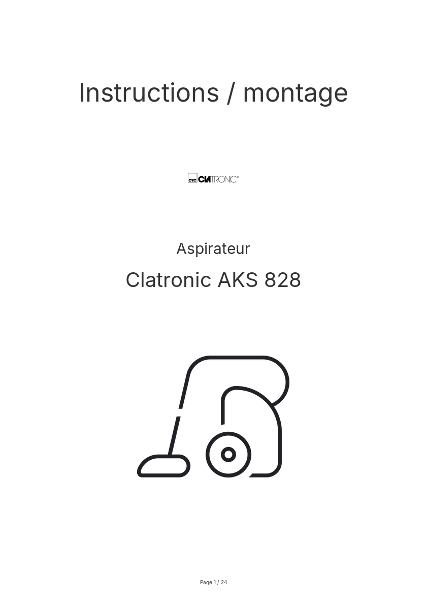 Page n°1 - Instructions / montage Clatronic AKS 828