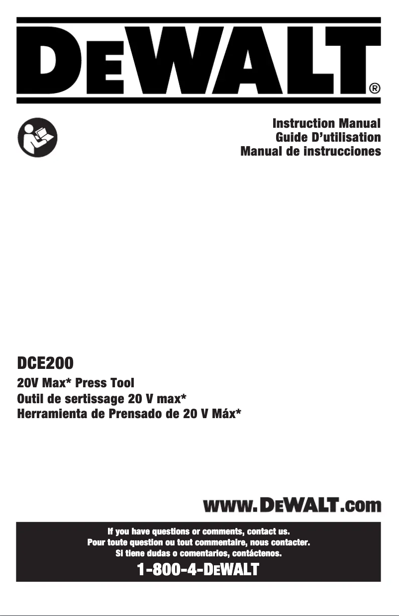 Page n°1 - Manuel utilisateur DeWalt DCE200
