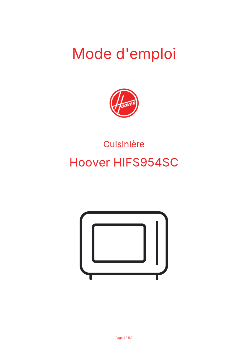 Page n°1 - Mode d'emploi Hoover HIFS954SC