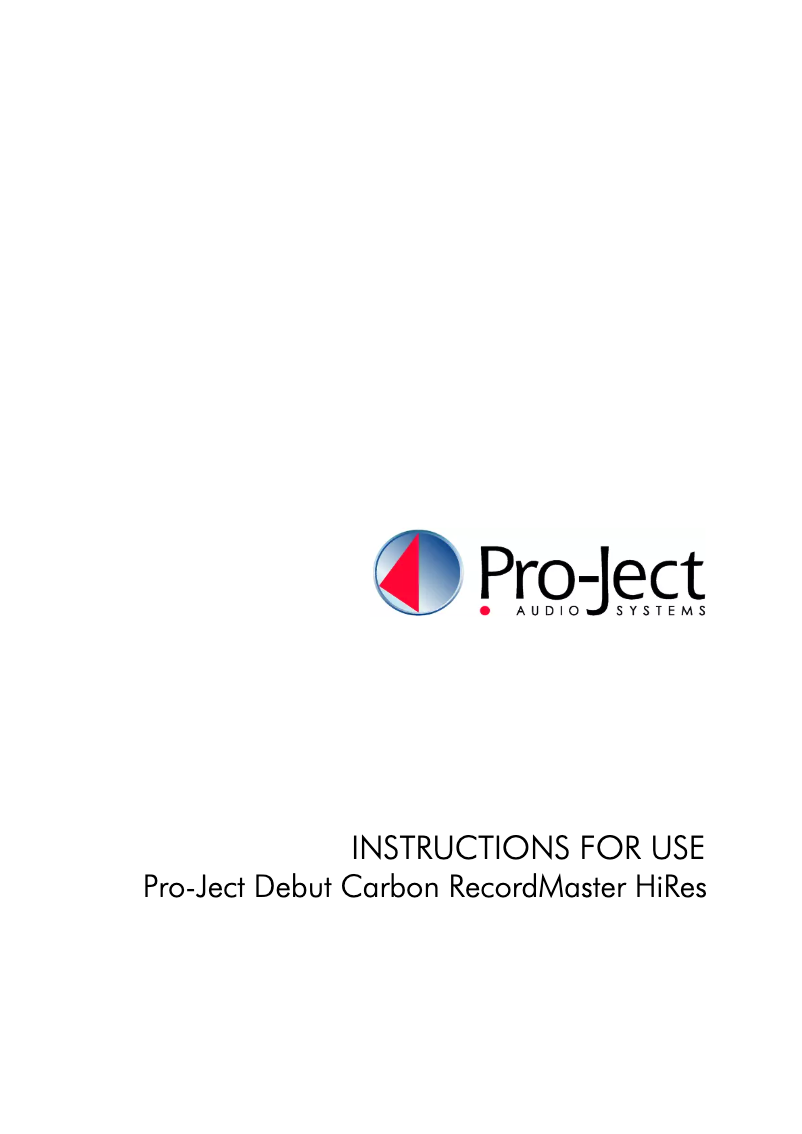 Page n°1 - Mode d'emploi Pro-Ject Debut Carbon RecordMaster HiRes