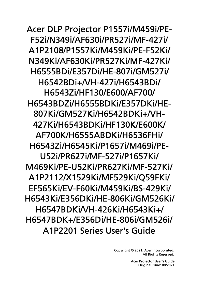 Page 1 de la notice Mode d'emploi Acer X1529Ki